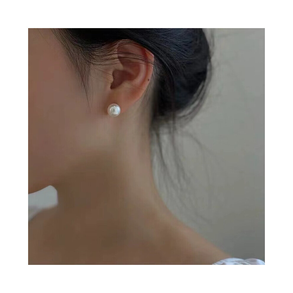 Silver Needle Round Pearl Earrings Women's Retro French Hong Kong Style Stud Earrings All-match Earrings - Image 6