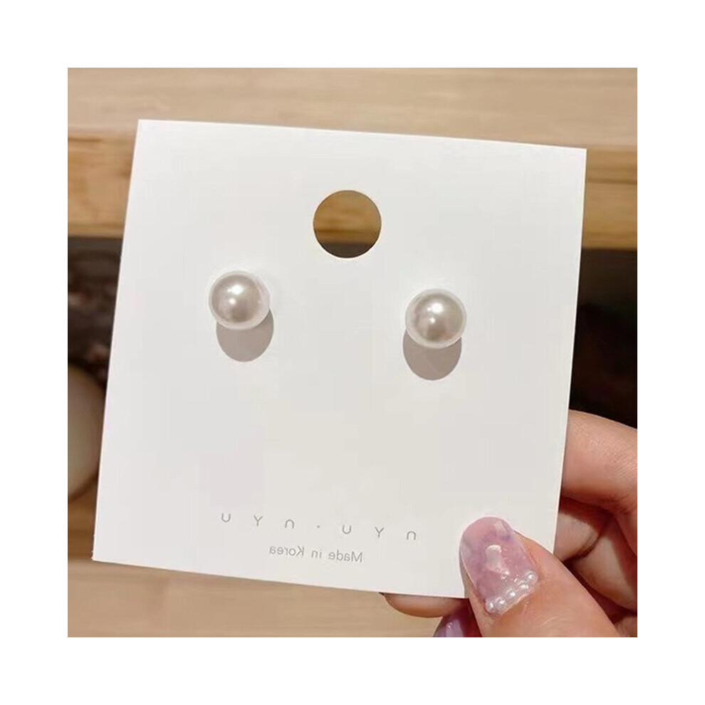 Silver Needle Round Pearl Earrings Women's Retro French Hong Kong Style Stud Earrings All-match Earrings