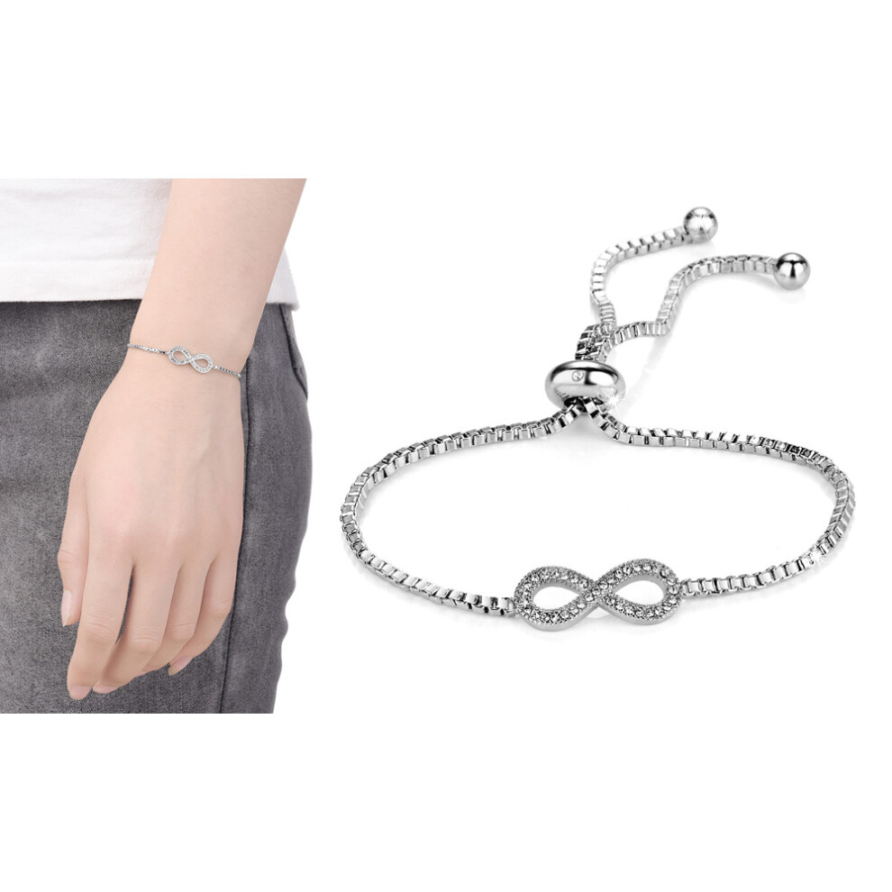 Silver Plated Infinity Friendship Bracelet Created with Swarovski Crystals - Image 2