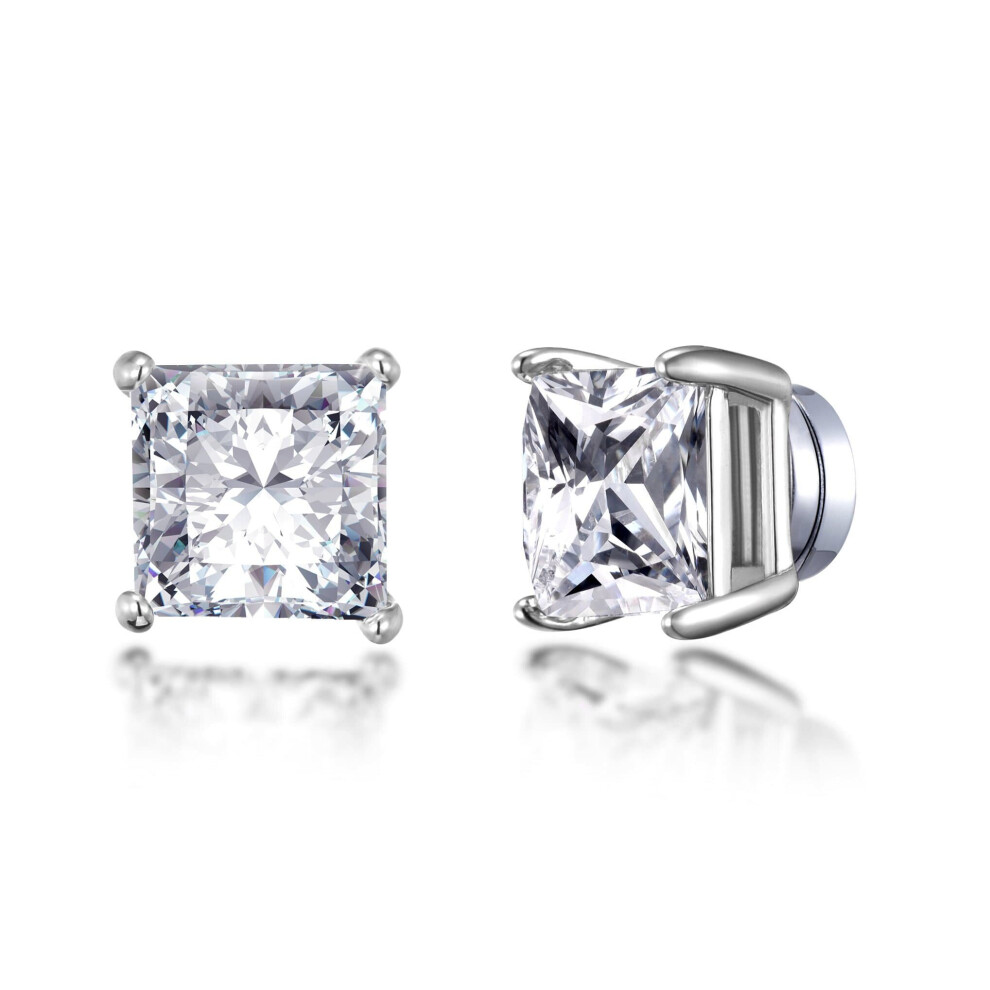 Silver Plated Square Magnetic Clip On Stud Earrings Created with Swarovski Crystals