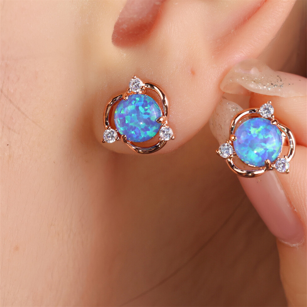 (Silvery White Opal) Exquisite Stud Earrings Copper Jewelry Embellished With Opal With Tiny Flower Design Elegant Vintage Style Valentine's Day Gift - Image 6
