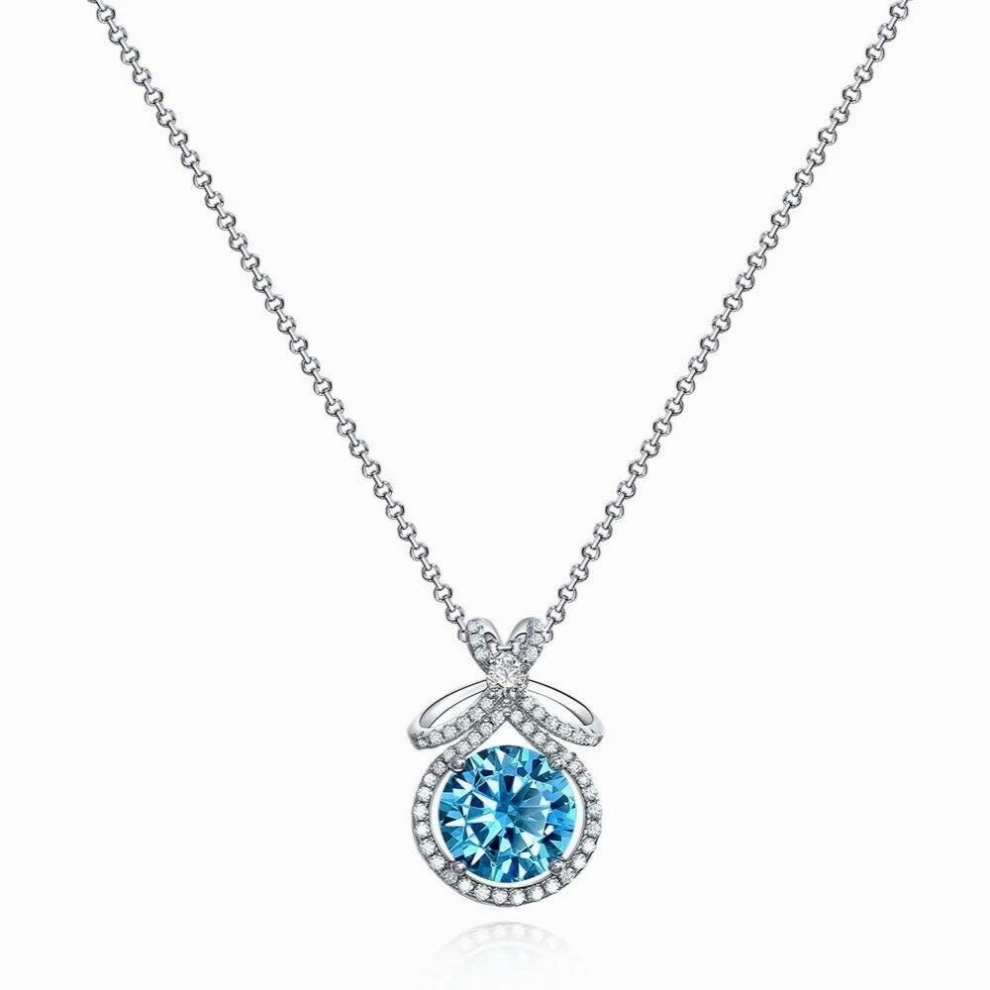 Solid 925 Sterling Silver Round Cut 3CT Emerald Aquamarine Women Necklace Pendant Fine Jewelry Christmas Gift - Image 3