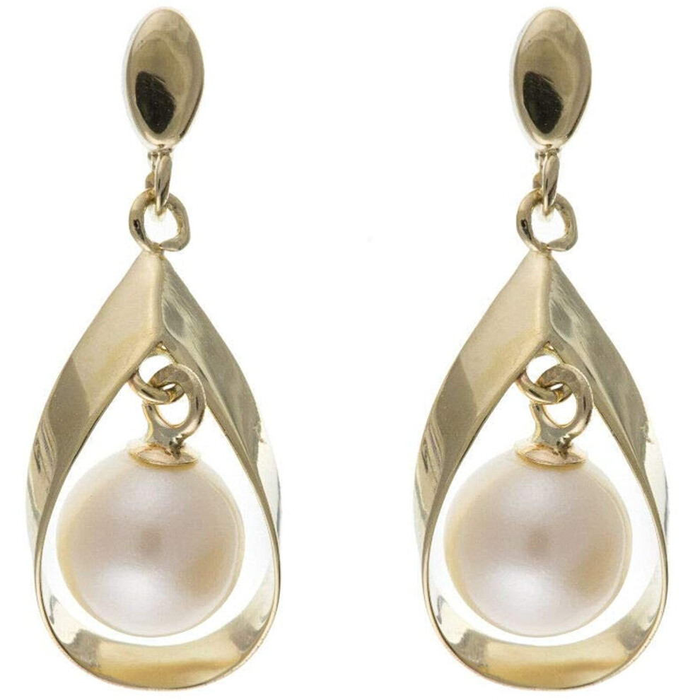 Solid Gold Pearl Earrings Freshwater Pearls Drop Hallmarked Drop Ears - Image 2