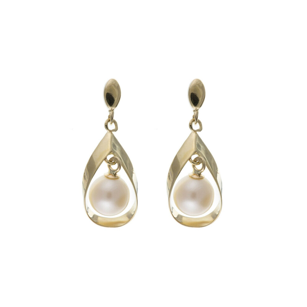 Solid Gold Pearl Earrings Freshwater Pearls Drop Hallmarked Drop Ears - Image 3