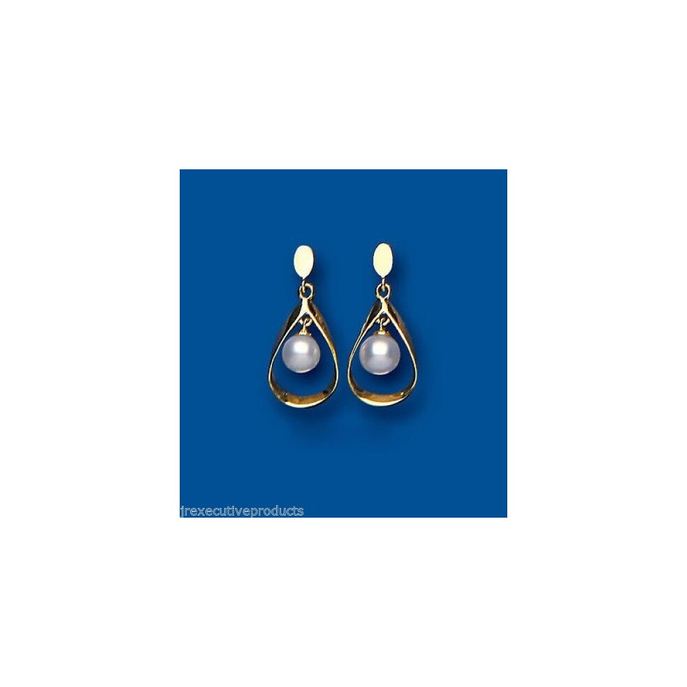 Solid Gold Pearl Earrings Freshwater Pearls Drop Hallmarked Drop Ears - Image 4