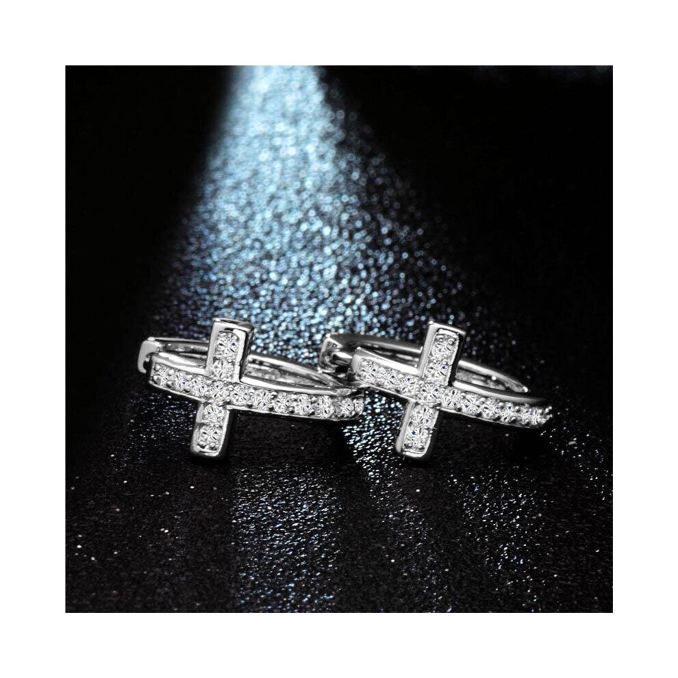 Special Geometrical Silver Cross Earrings Brinco High-Grade CZ Zircon Hoop Earring For Women Boucle d'oreille - Image 7