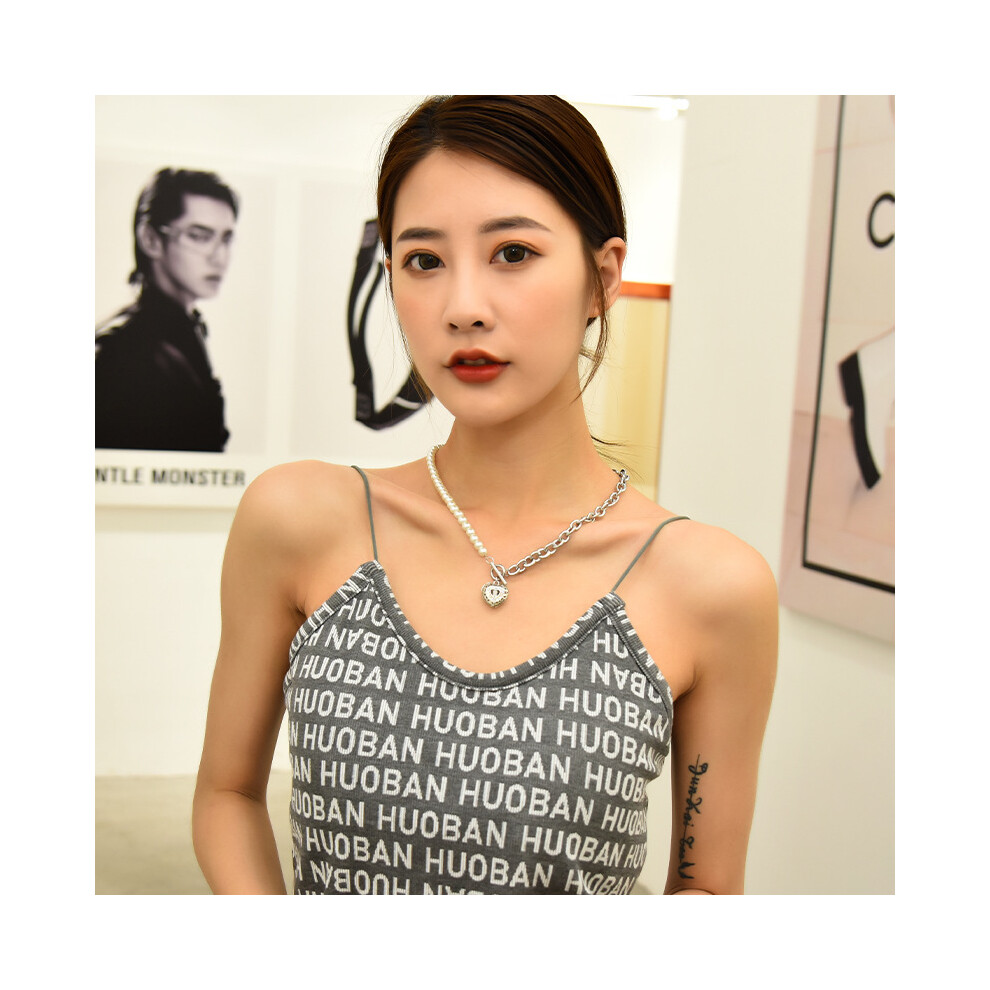 Steel Titanium Eyecatching Pearl Necklace For Women Contemporary Heart Choker Perfect For Casual Wear - Image 5
