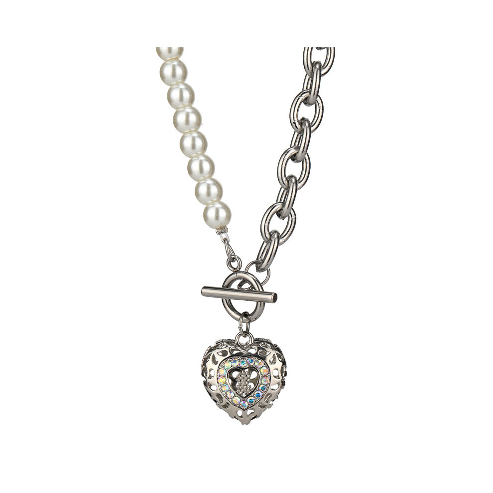 Steel Titanium Eyecatching Pearl Necklace For Women Contemporary Heart Choker Perfect For Casual Wear - Image 7