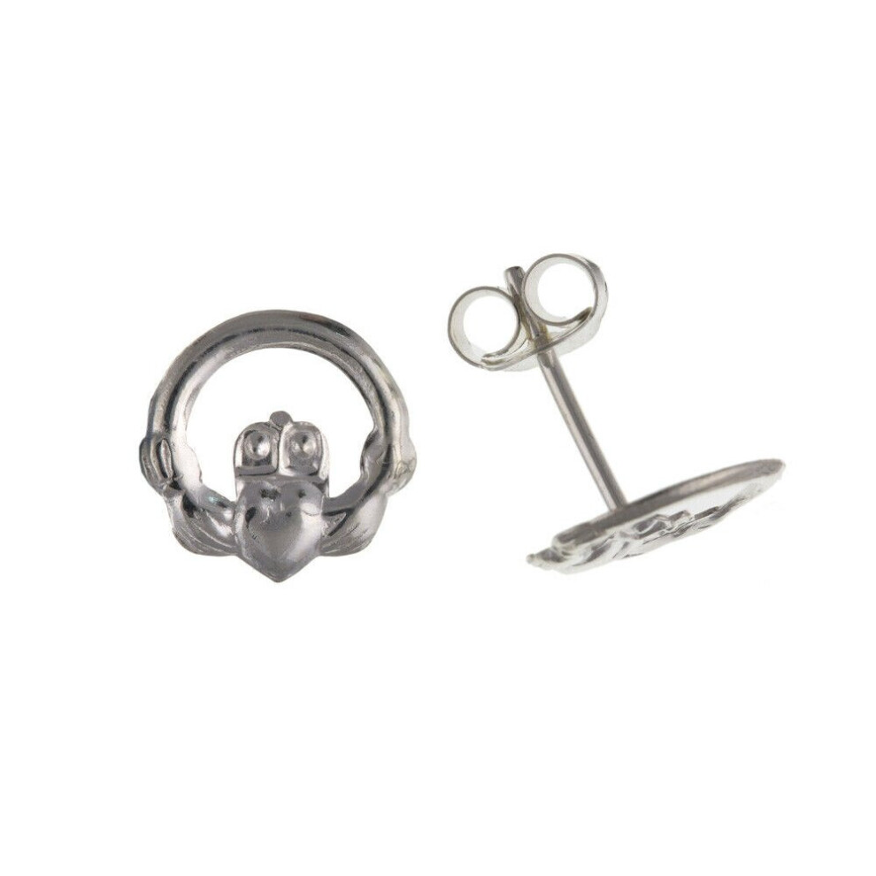 Sterling Silver Claddagh Earrings Stud 925 Hallmark British made