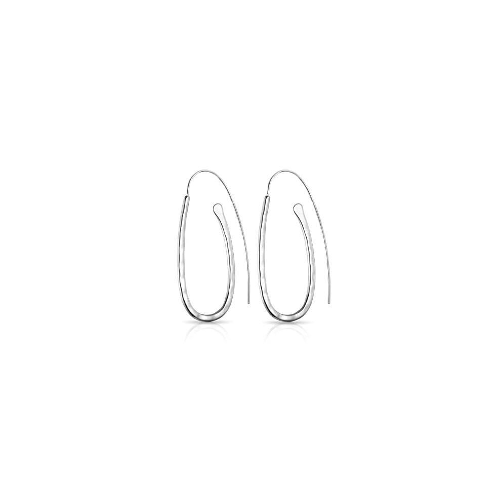 Sterling Silver Hammered Hoop Earrings