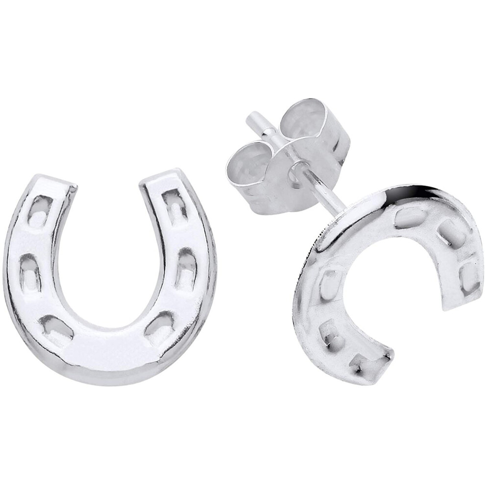 Sterling Silver Horseshoe Earrings 925 Hallmark 8mm Stud Ladies Studs Boxed New - Image 2