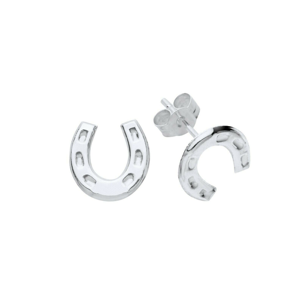 Sterling Silver Horseshoe Earrings 925 Hallmark 8mm Stud Ladies Studs Boxed New - Image 4