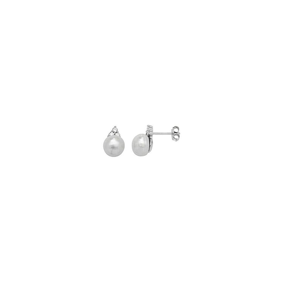 Sterling Silver Pearl Earrings Classic Stud Gemstone 925 Hallmark British Made