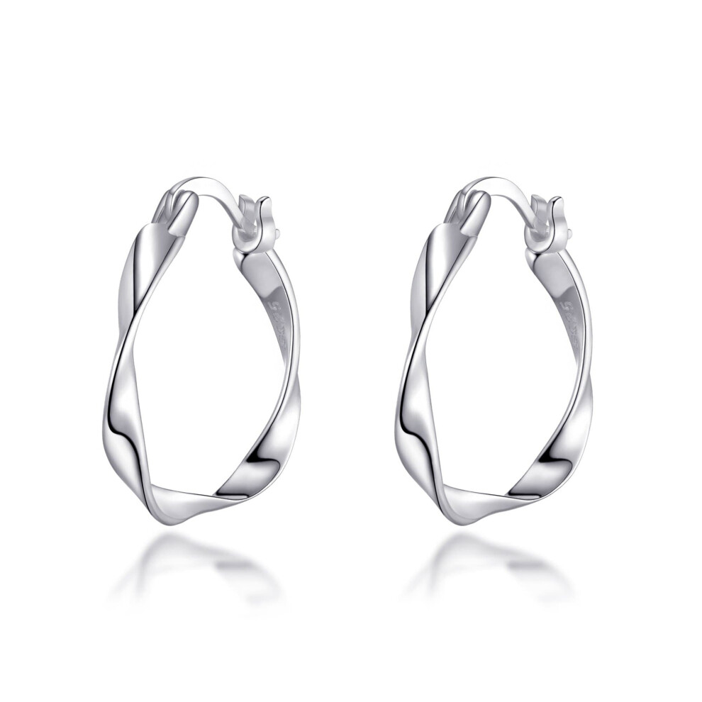 Sterling Silver Twist Hoop Earrings - Image 2