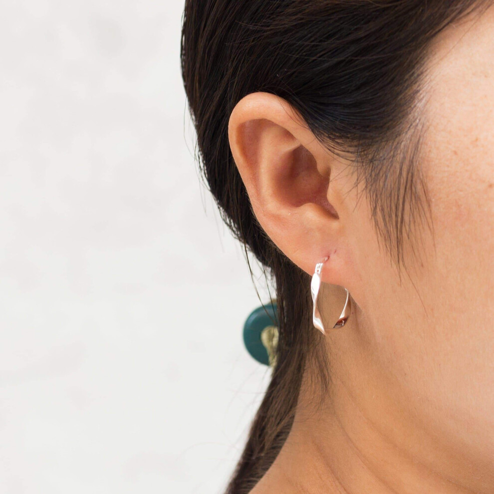 Sterling Silver Twist Hoop Earrings - Image 3