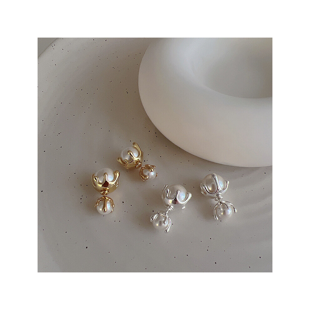 Stud Earring Liquid Metal Pearl Earrings Female Retro Joker Female Women Jewelry - Image 6