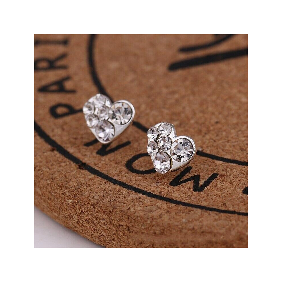 (Style 47) Women/Girls 925 Silver Stud Earrings Heart Crystal Wedding Stud Earrings UK