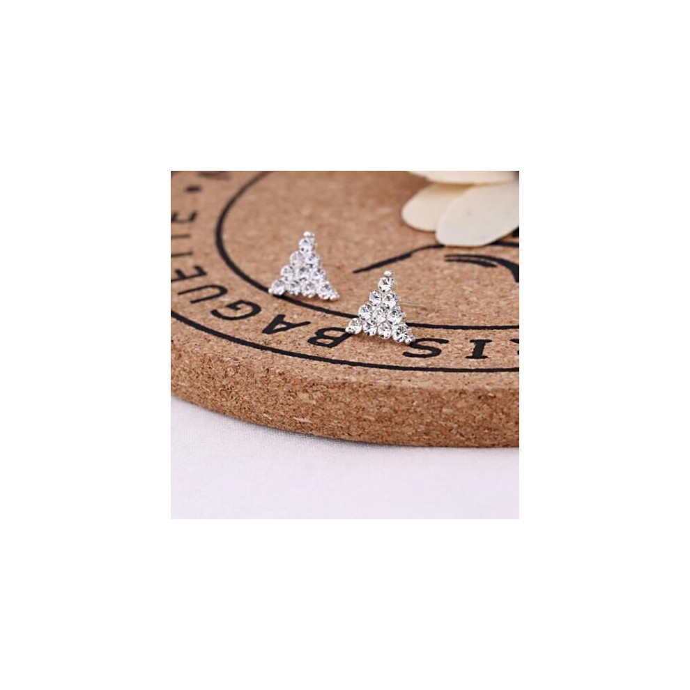 (Style 68) 925 Sterling Silver Stud Earrings Rhinestone Crystal Women Girls Gift Earring