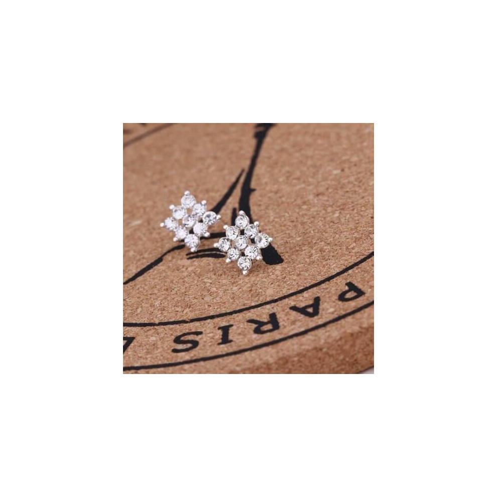 (Style 69) 925 Sterling Silver Stud Earrings Rhinestone Crystal Women Girls Gift Earring