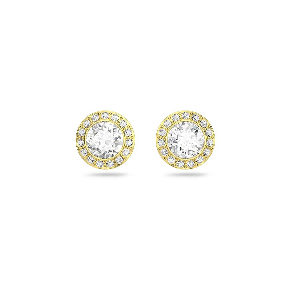 Swarovski Angelic stud earrings, Round cut, White, Gold-tone plated
