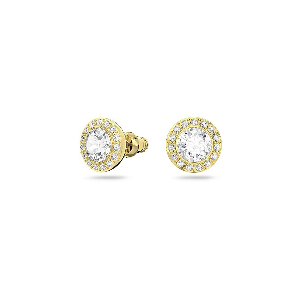 Swarovski Angelic stud earrings, Round cut, White, Gold-tone plated - Image 2