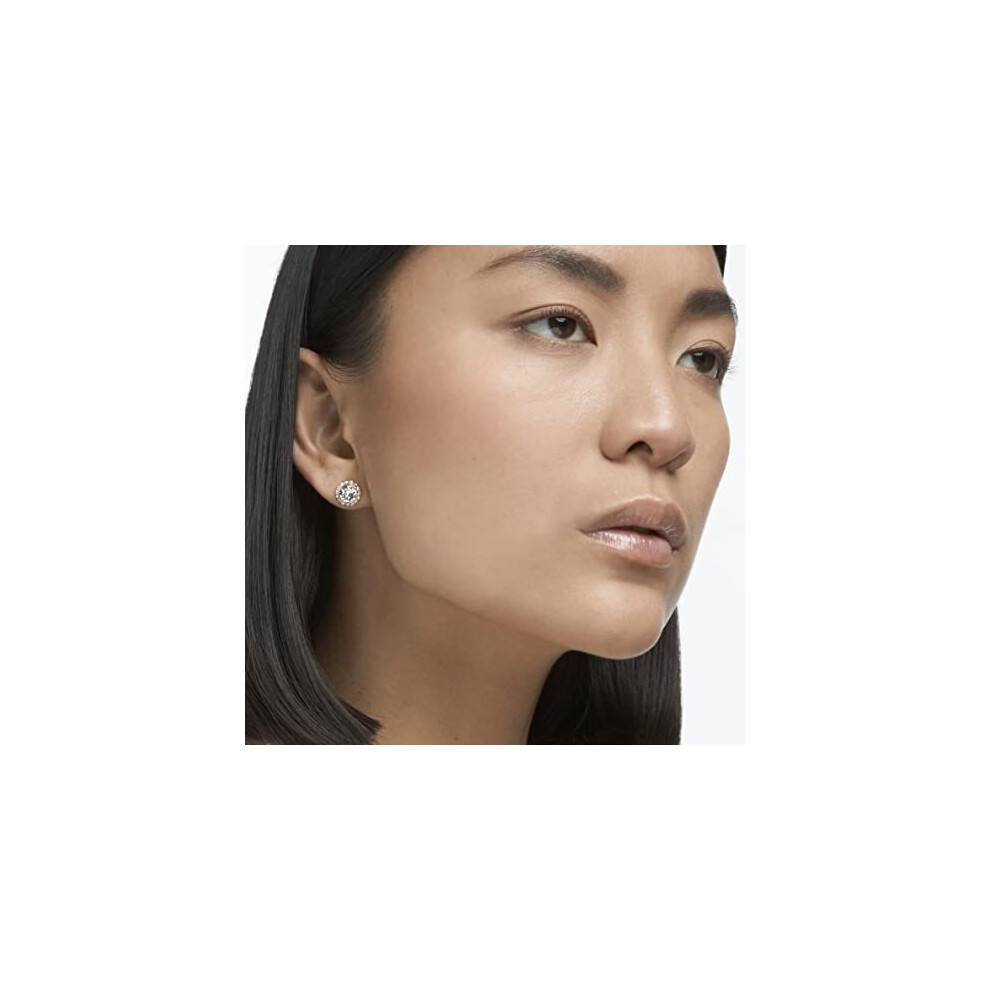 Swarovski Angelic stud earrings, Round cut, White, Gold-tone plated - Image 3