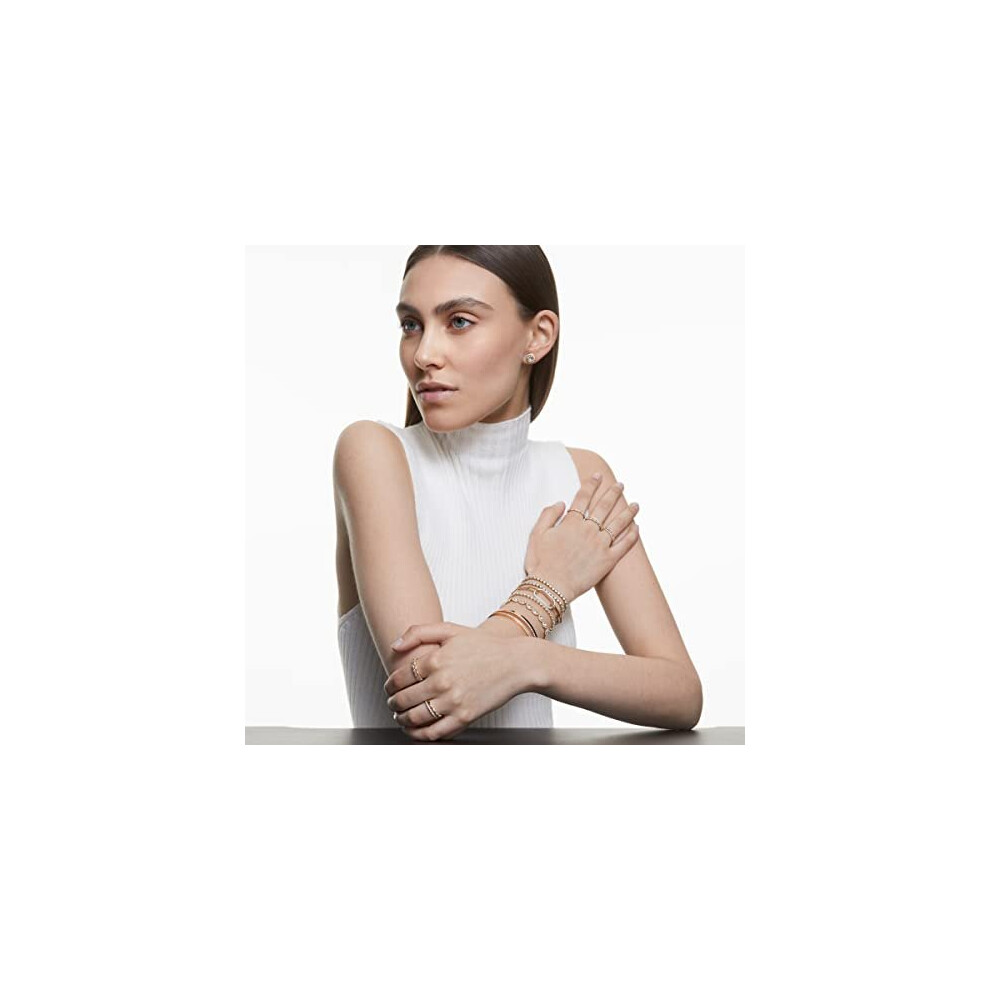 Swarovski Angelic stud earrings, Round cut, White, Gold-tone plated - Image 4