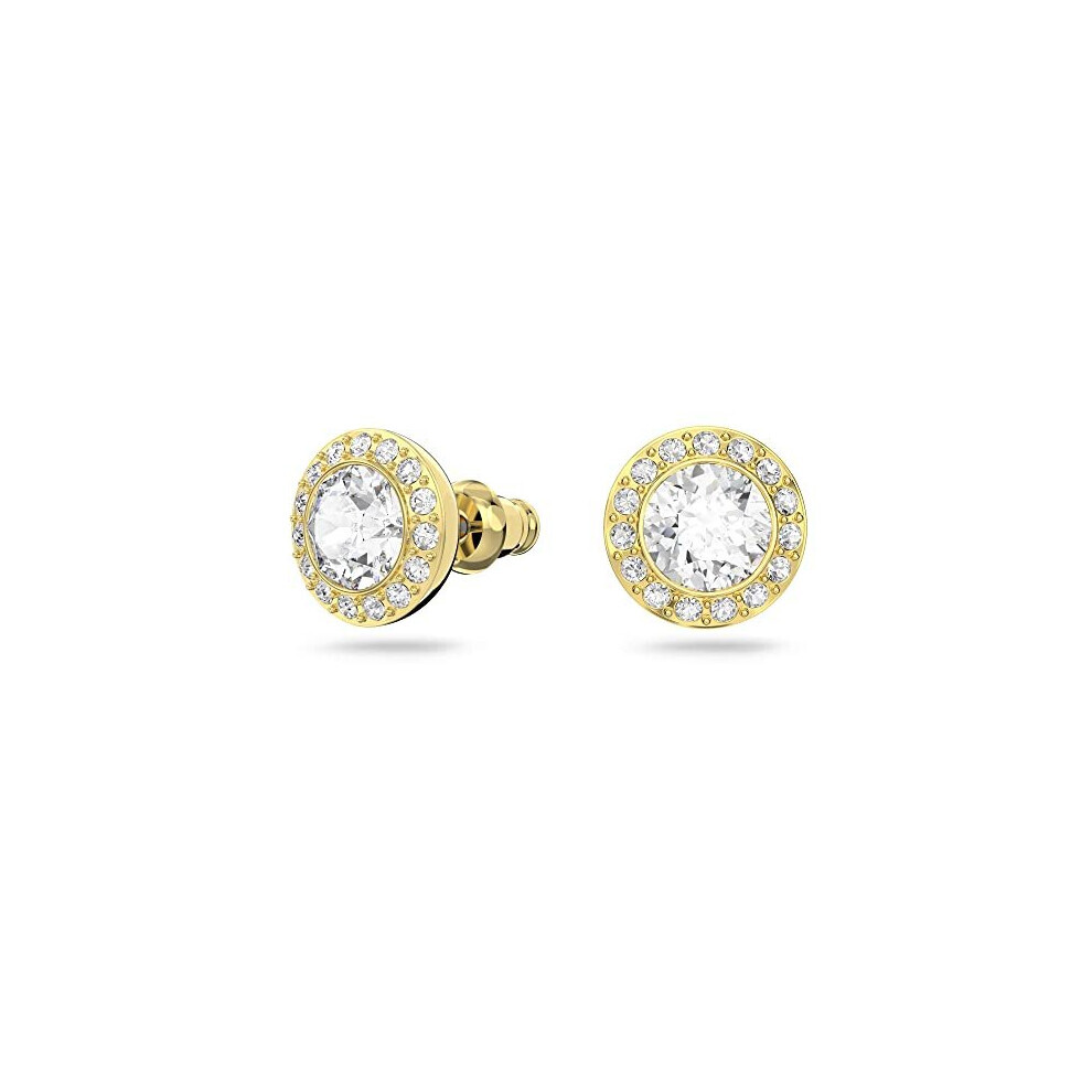 Swarovski Angelic stud earrings, Round cut, White, Gold-tone plated - Image 2