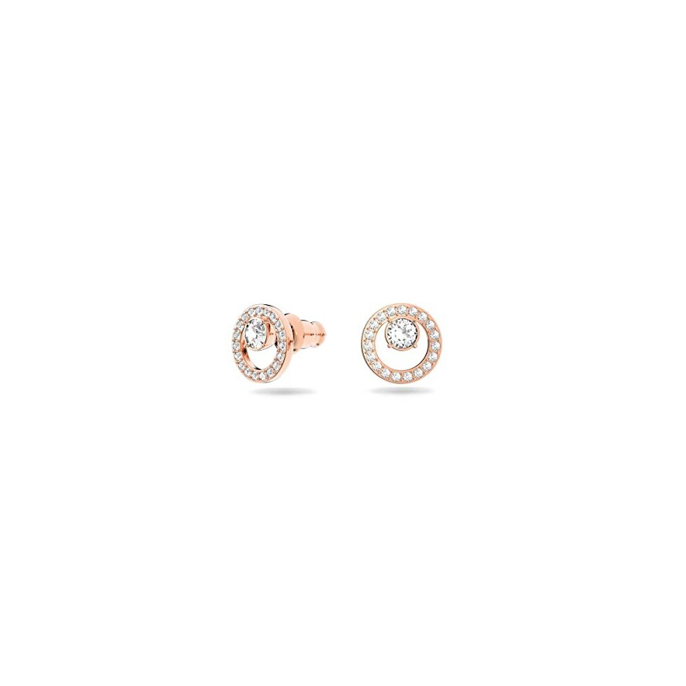 Swarovski Creativity stud earrings, Circle, White, Rose gold-tone plated - Image 2