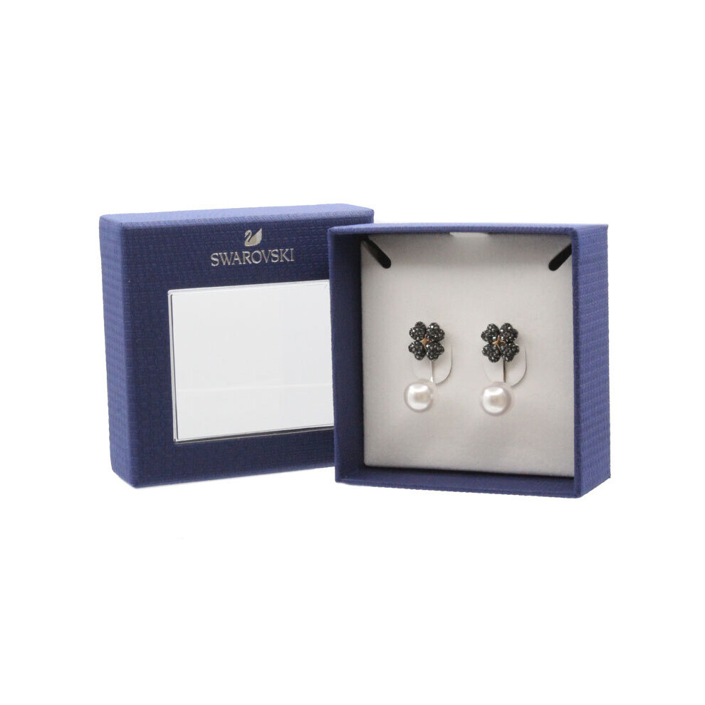 Swarovski Latisha Silver & Black Pearl Earrings - Image 2