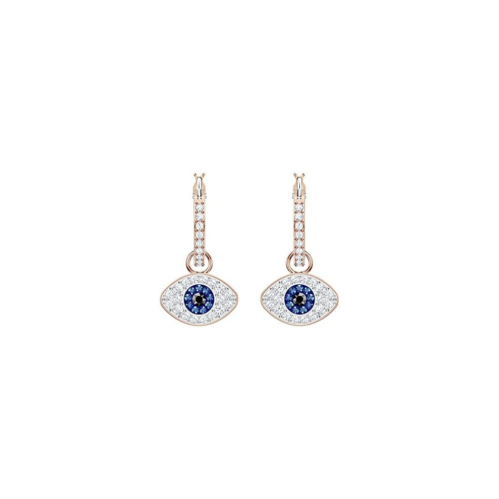 Swarovski Symbolic earrings, Evil eye, Blue, Rose gold-tone plated - Image 2