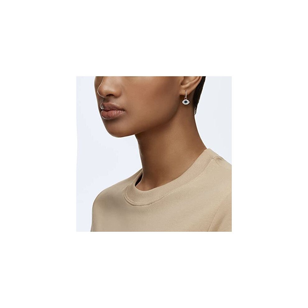 Swarovski Symbolic earrings, Evil eye, Blue, Rose gold-tone plated - Image 6