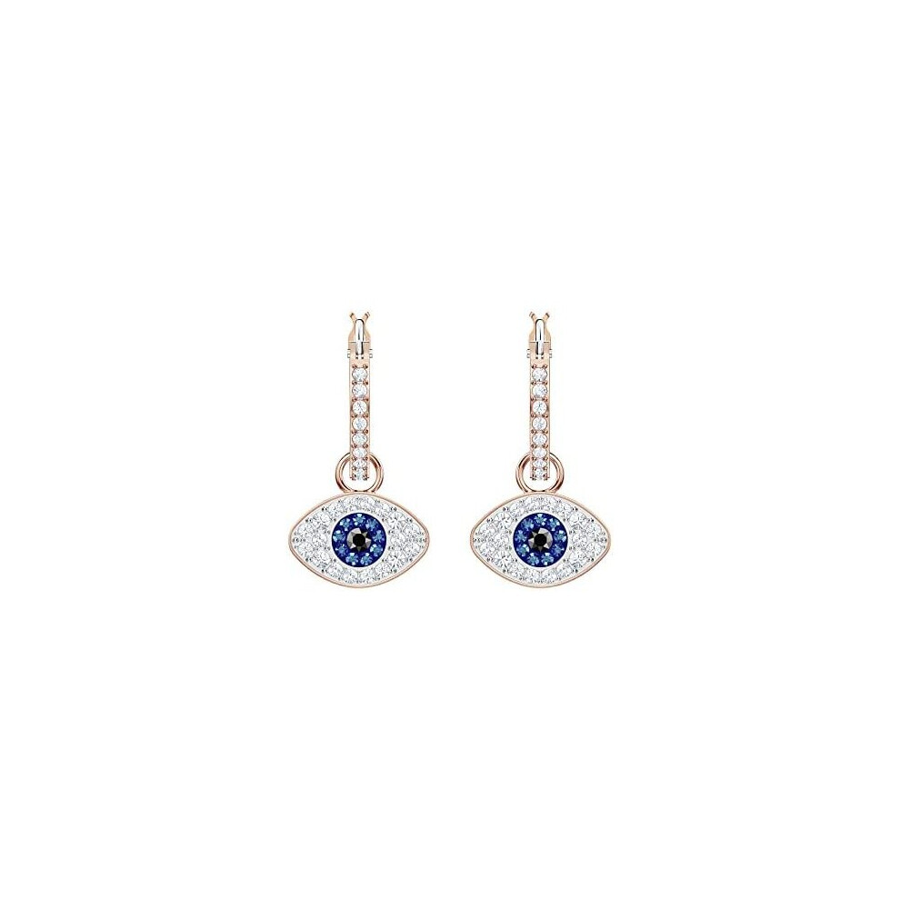Swarovski Symbolic earrings, Evil eye, Blue, Rose gold-tone plated - Image 2