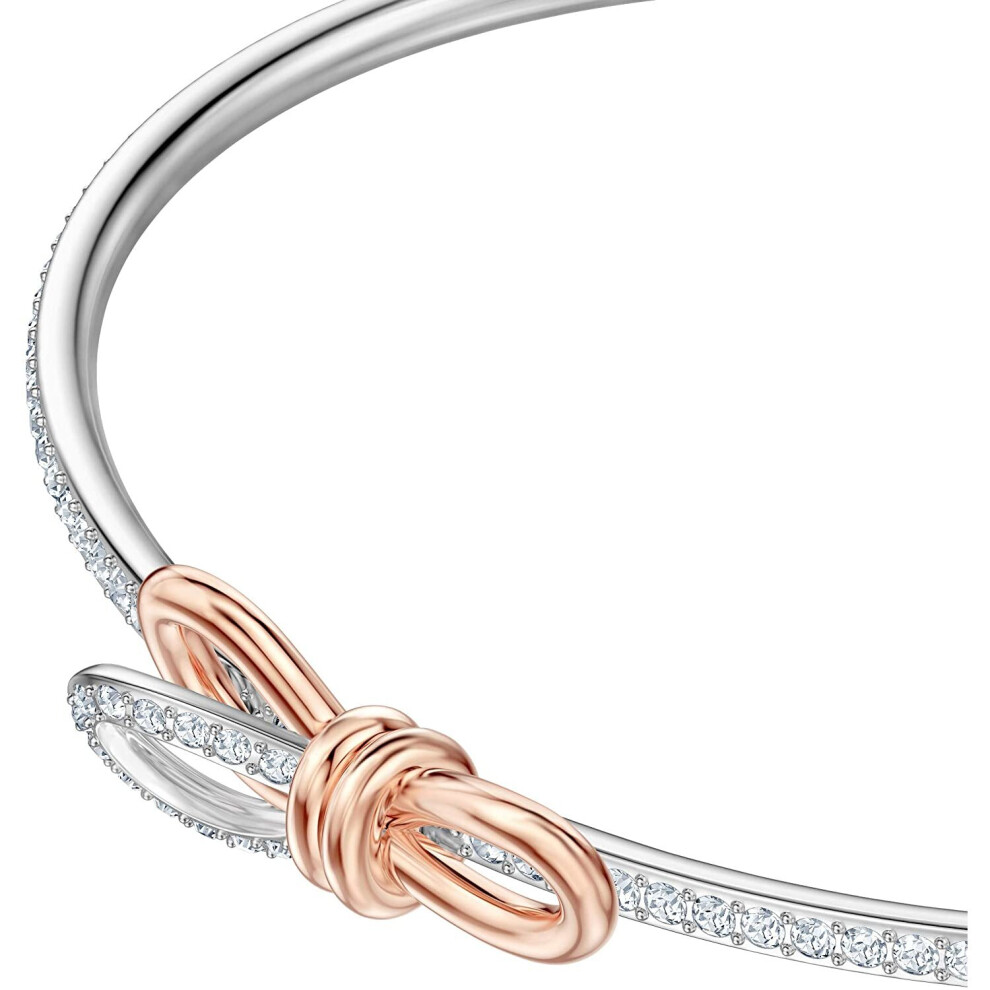 Swarovski Women's Lifelong Bow Bangle Bracelet, Brilliant White Crystals with Mixed Metal, from the Swarovski Lifelong Bow Collection - Image 3