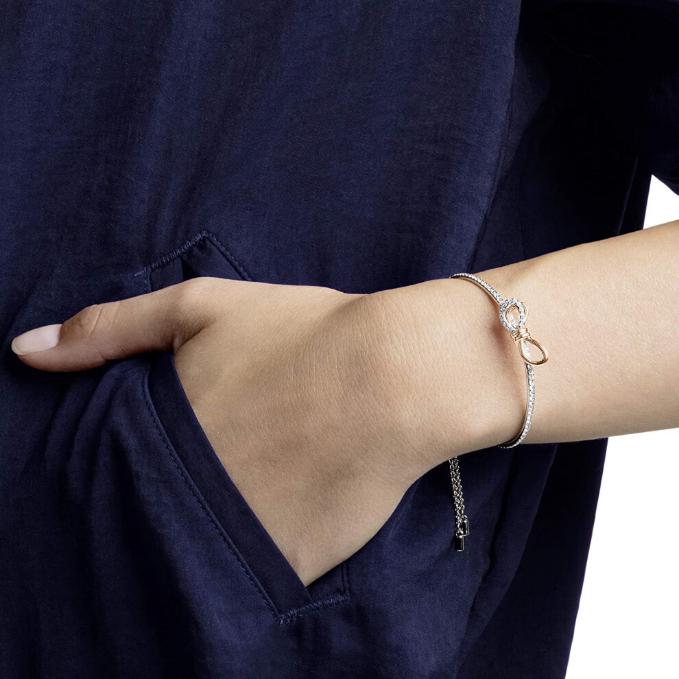 Swarovski Women's Lifelong Bow Bangle Bracelet, Brilliant White Crystals with Mixed Metal, from the Swarovski Lifelong Bow Collection - Image 4