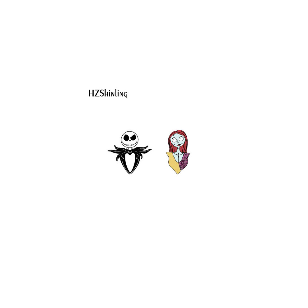 The Nightmare Before Christmas jack and sally Cartoon Anime Acrylic Stud Earrings Resin Epoxy Ear Jewelry - Image 5