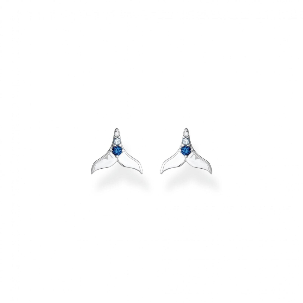 Thomas Sabo Studs Earrings With Tail Fin & Blue Stones H2228-644-1