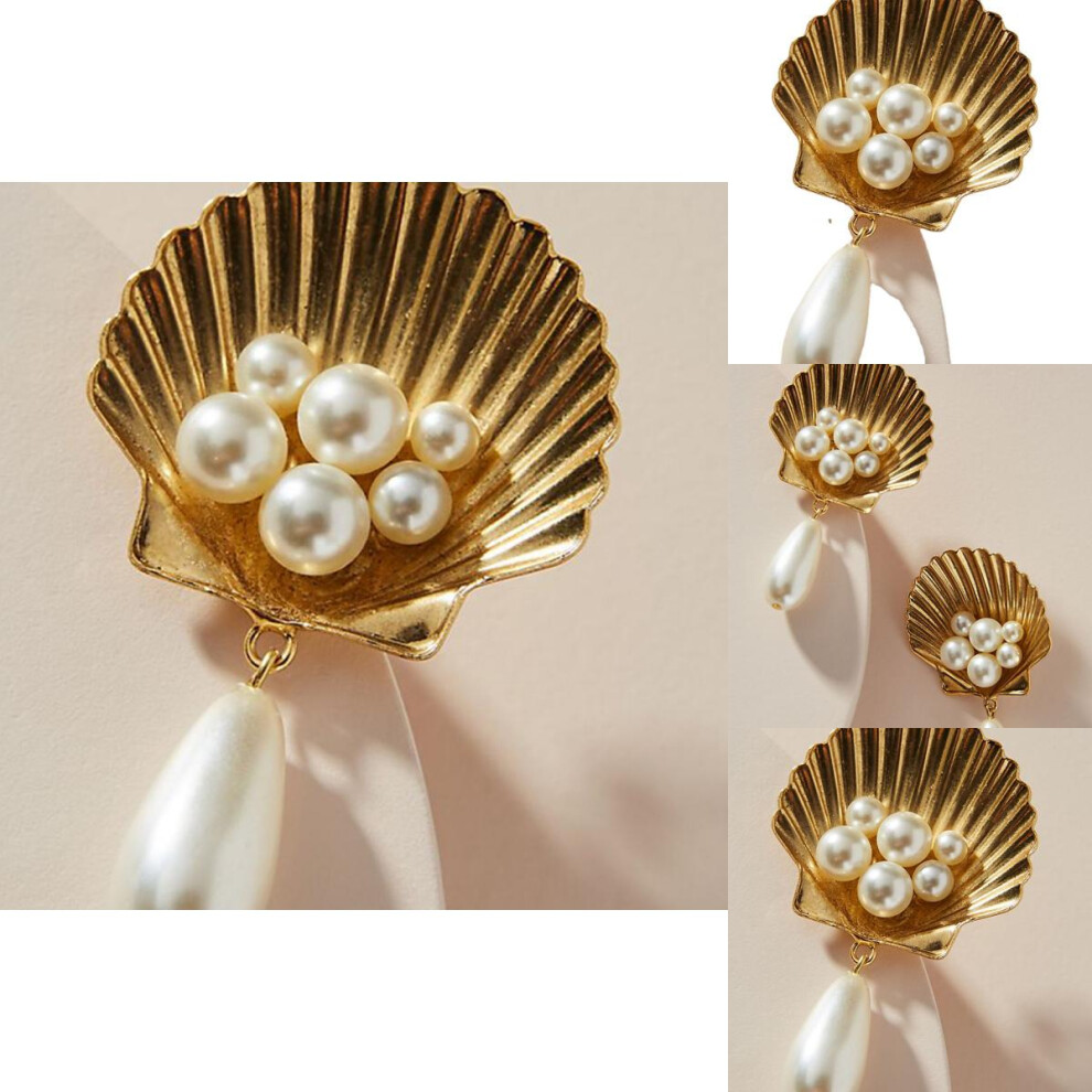 Trendy Pearl Earrings Natural Shell Design Ideal Fashion Accessory - Image 3