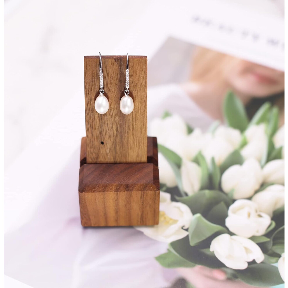(White Gold) 18K Gold Plated S925 Sterling Silver Drop &Dangle Earrings Geniune Pearl Earrings for Girls &Women - Image 6