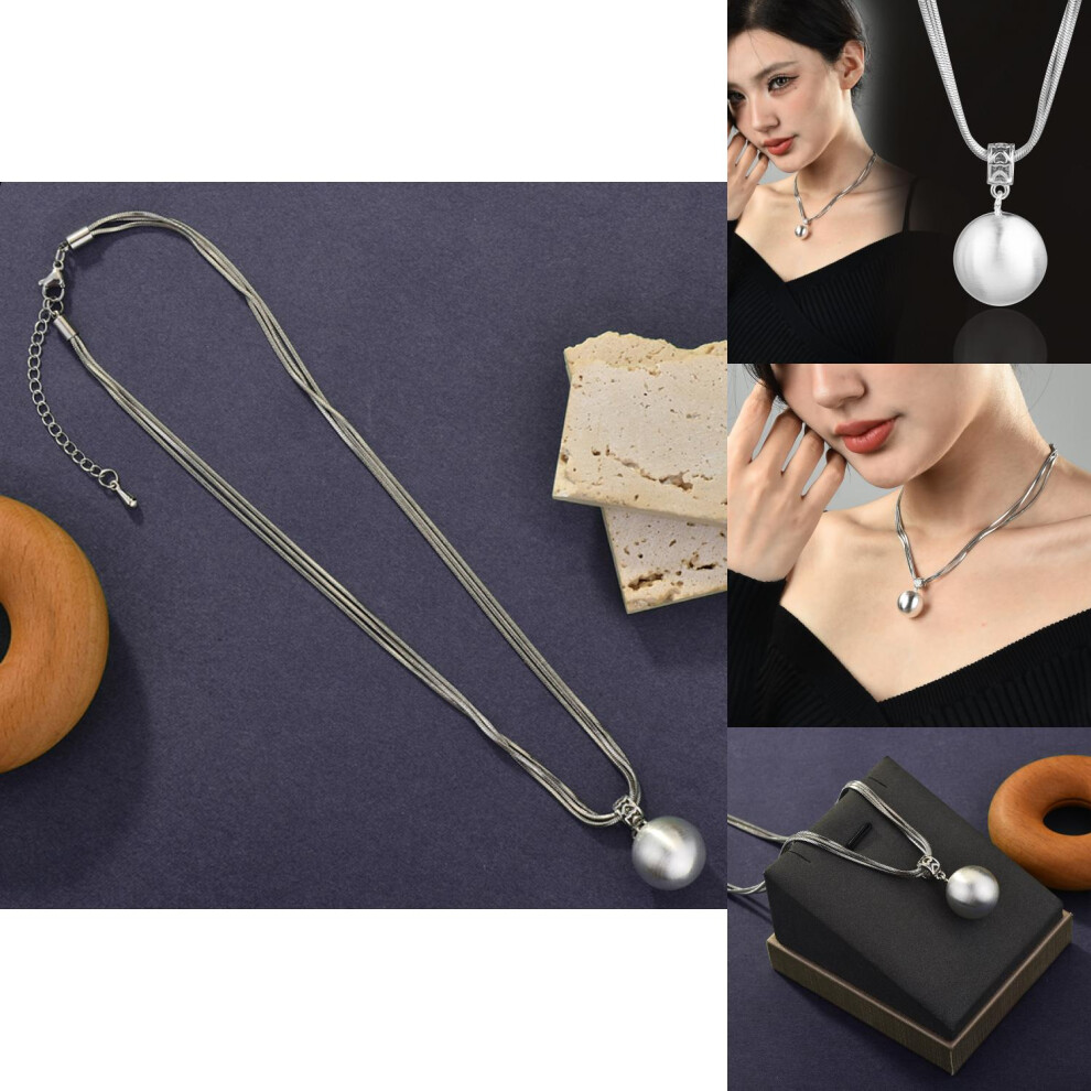 White Luxurious Pearl Necklace For Women With Dazzling Crystal Drop And Layered Design - Image 2