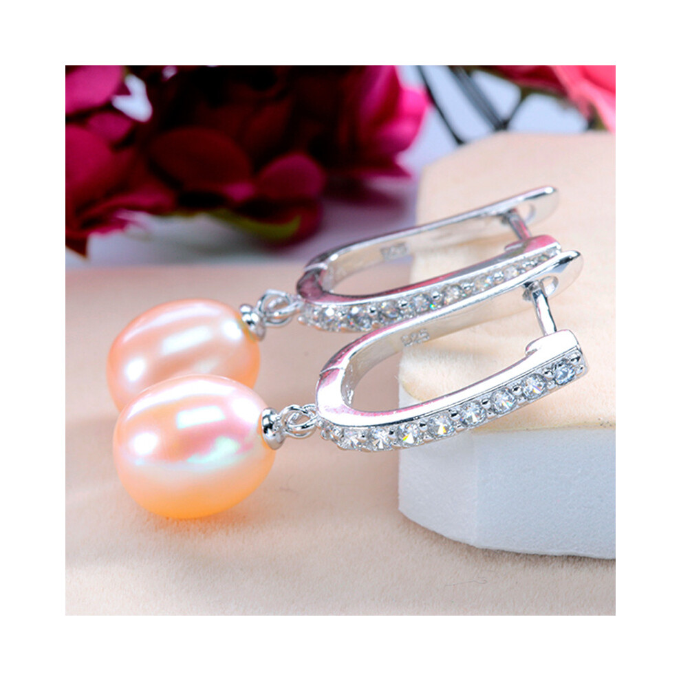 Women Freshwater Pearl Earrings Zircon 925 Sterling Silver Drop Earring Real Pearl Wedding Jewelry With Box - Image 4