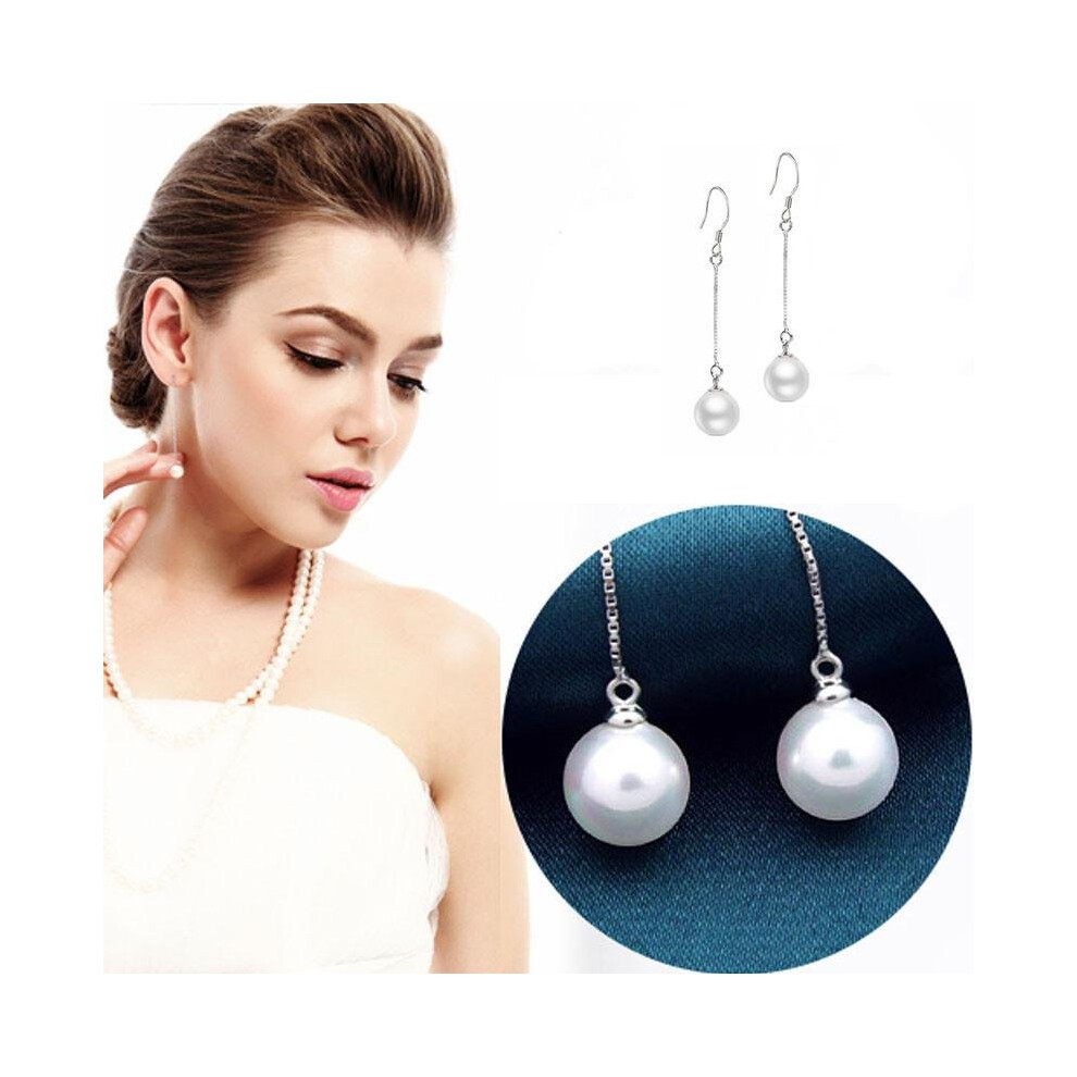 Women Noble Elegant Long Section Of Pearl Earrings Ear Wire - Image 2