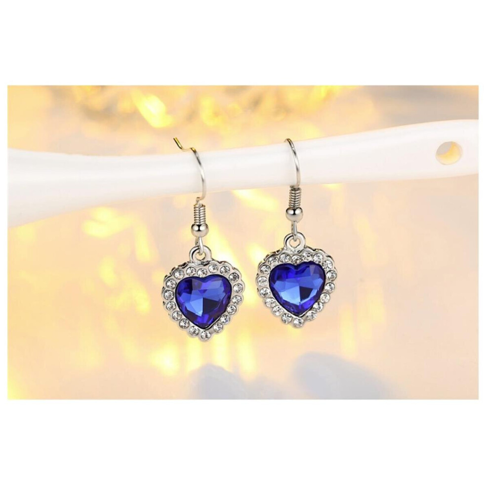 Women's Girls Dark Blue Titanic Style Heart of the Ocean Earring Earrings Elements - Image 3