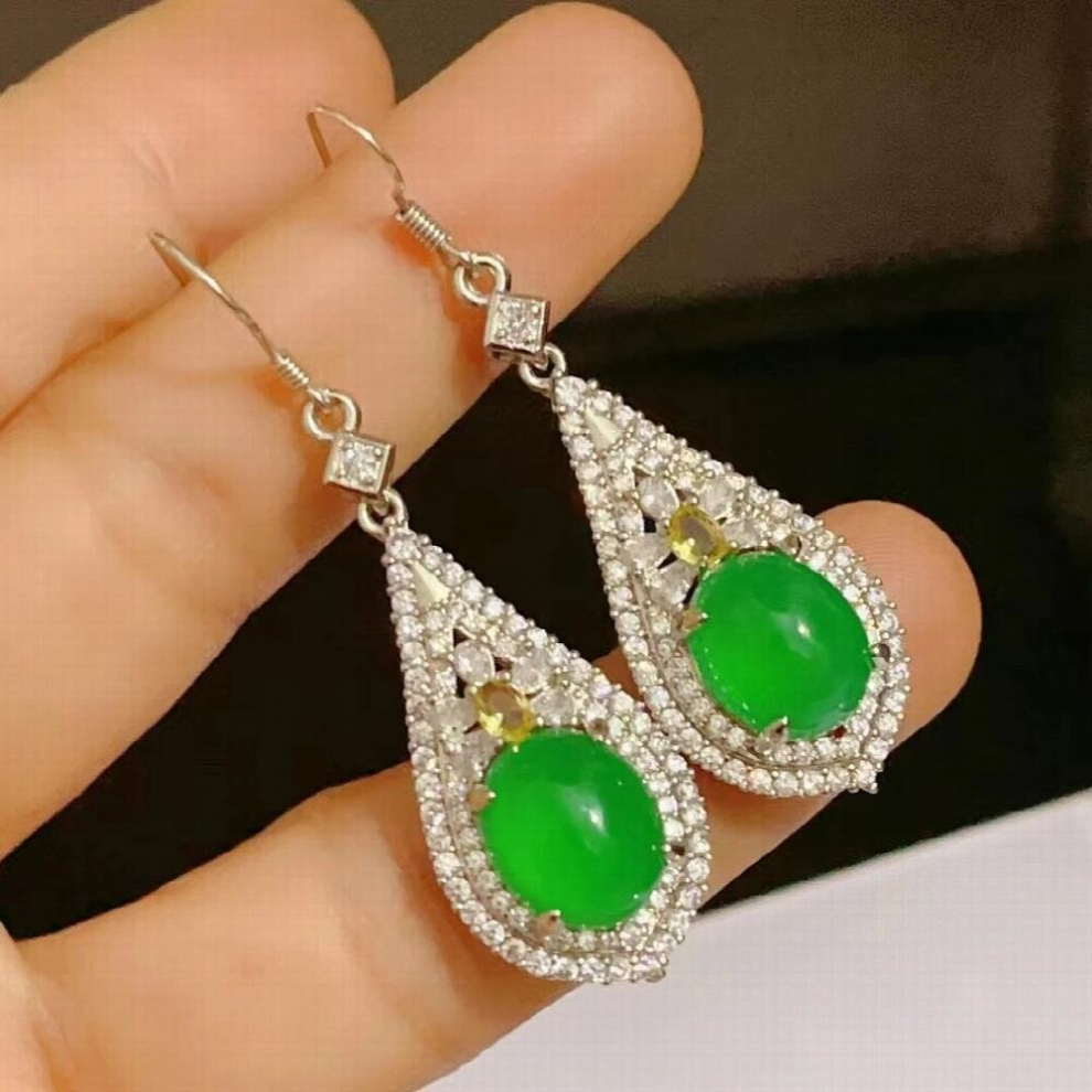 Womens Natural Green Jade Women Jewelry Earrings Dangle Drop Earrings Earrings - Image 2