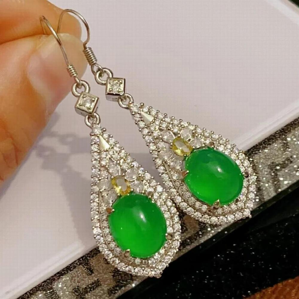 Womens Natural Green Jade Women Jewelry Earrings Dangle Drop Earrings Earrings - Image 3