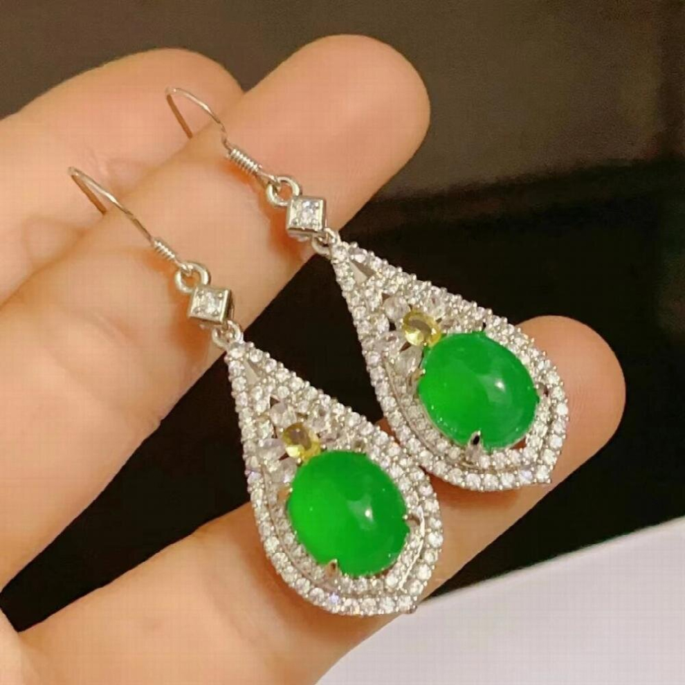Womens Natural Green Jade Women Jewelry Earrings Dangle Drop Earrings Earrings - Image 4