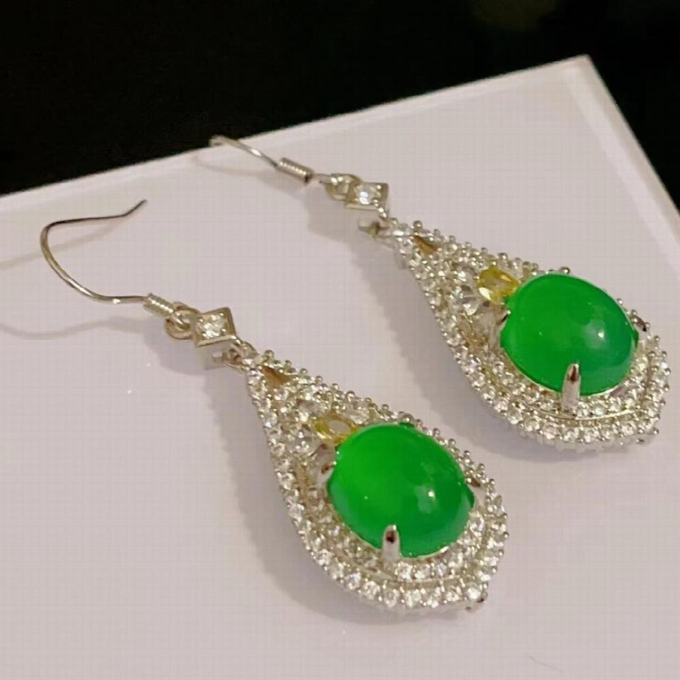Womens Natural Green Jade Women Jewelry Earrings Dangle Drop Earrings Earrings - Image 5