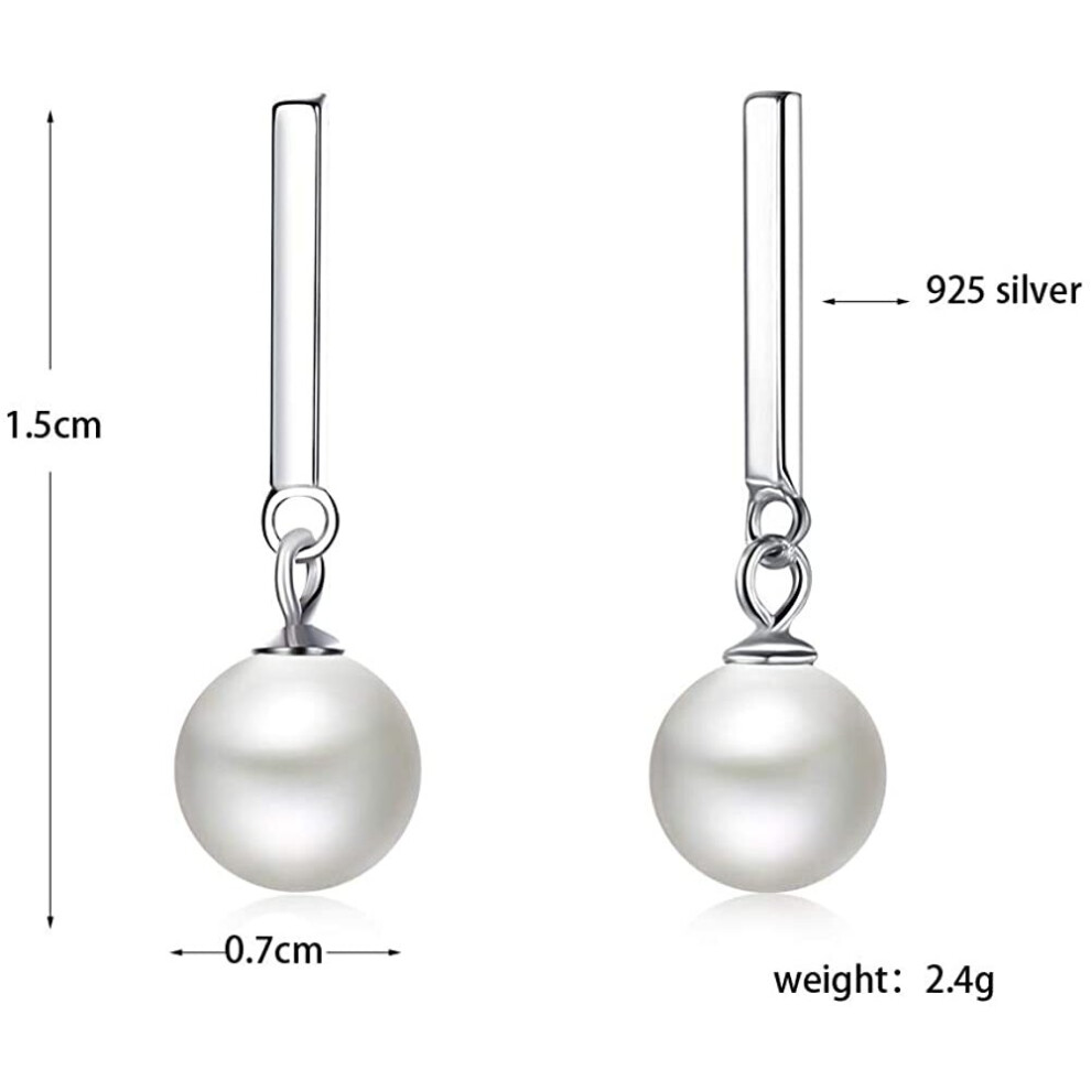 YIXUYU 925 Sterling Silver White Drop Pearl Earrings Simple Fashion Exquisite - Image 4