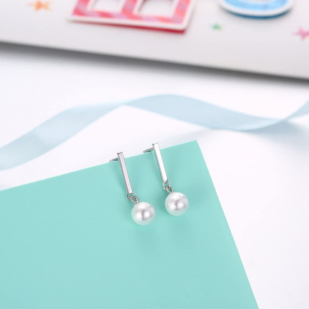 YIXUYU 925 Sterling Silver White Drop Pearl Earrings Simple Fashion Exquisite - Image 5