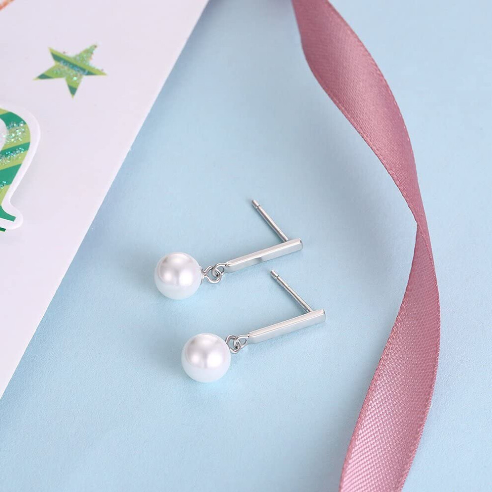 YIXUYU 925 Sterling Silver White Drop Pearl Earrings Simple Fashion Exquisite - Image 6